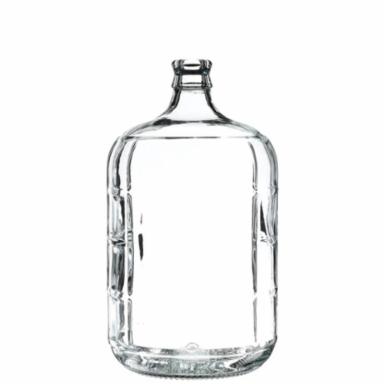 Clear glass carboy with geometric pattern on a white background