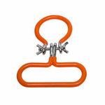 Orange metal wire cardboard handle on a white background