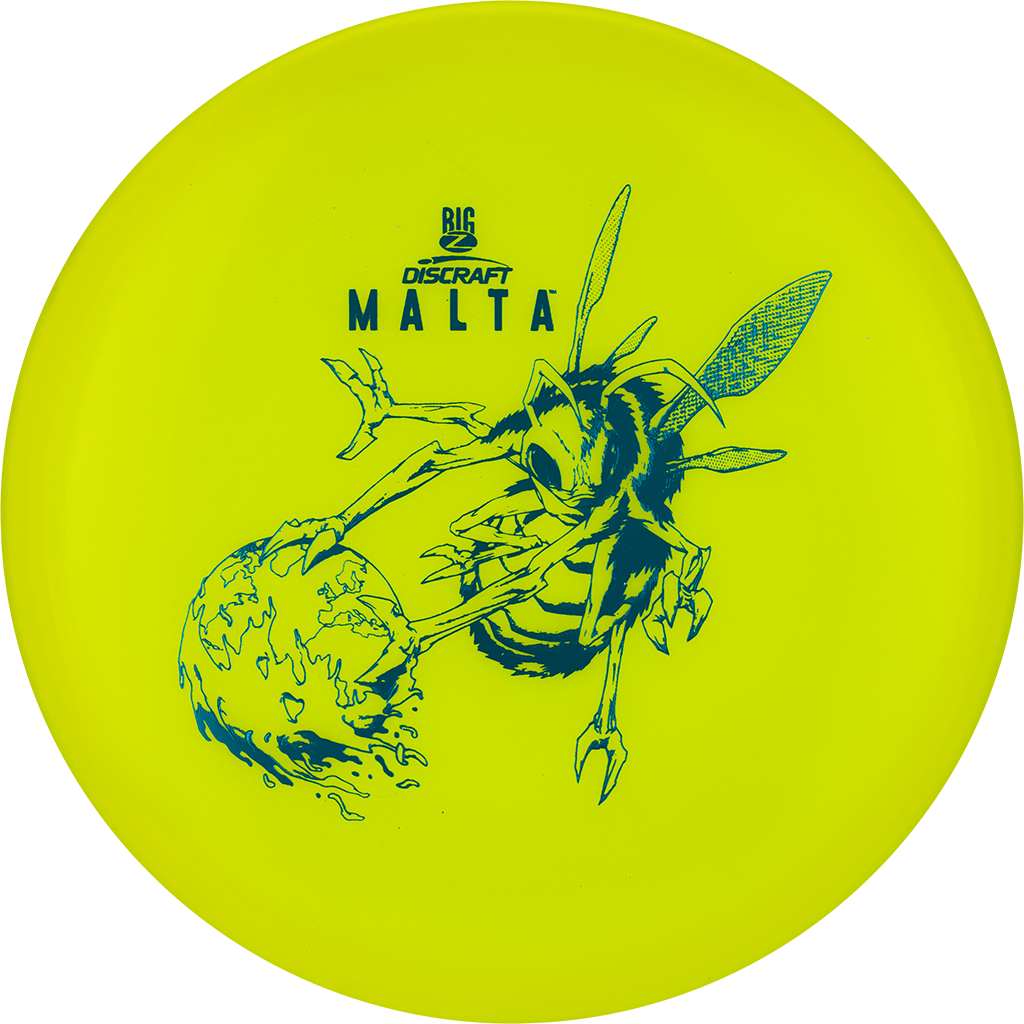 Discraft Malta disc golf disc with a bee illustration on a yellow background