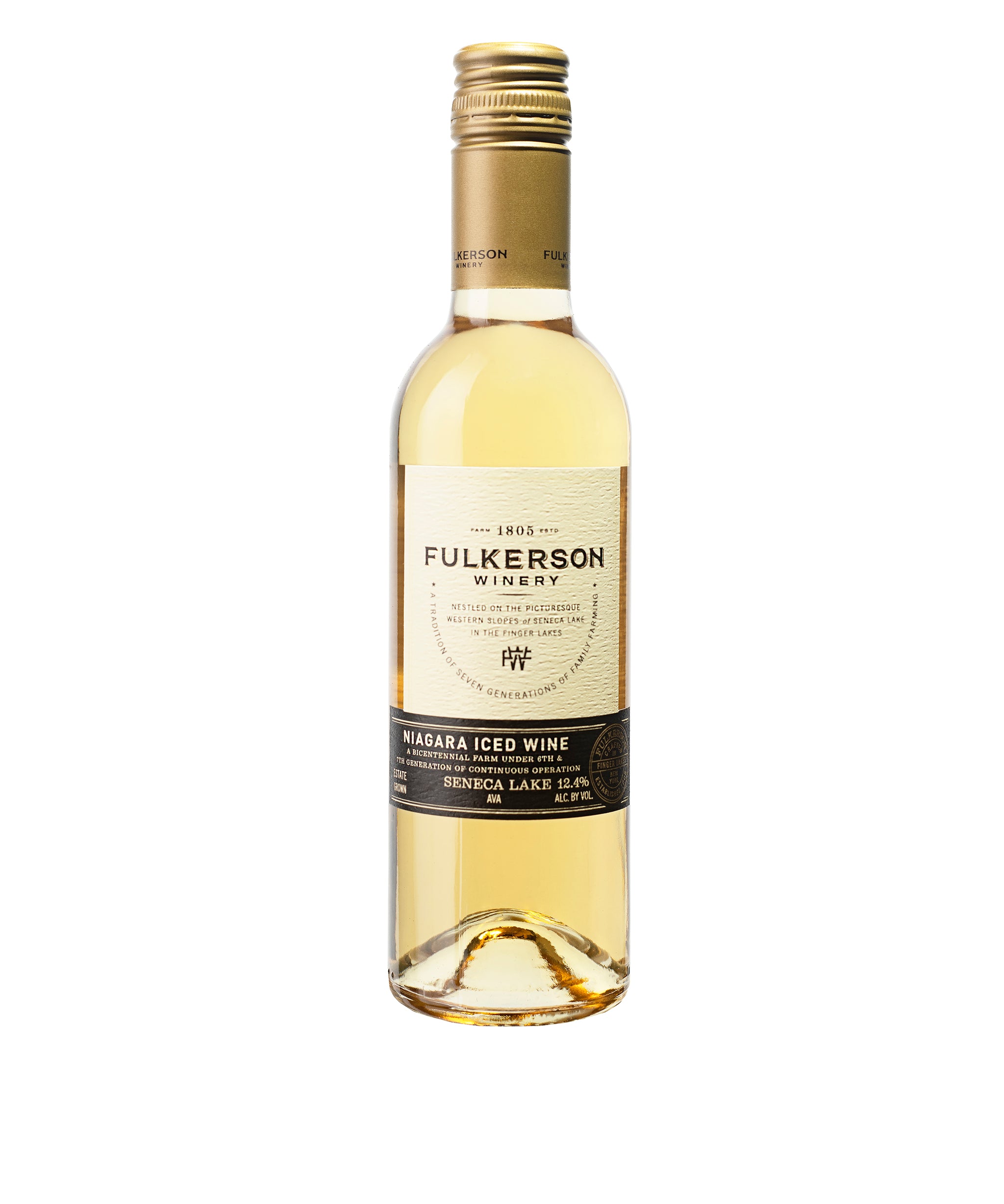 Fulkerson Winery bottle of Niagara Iced Wine on a white background