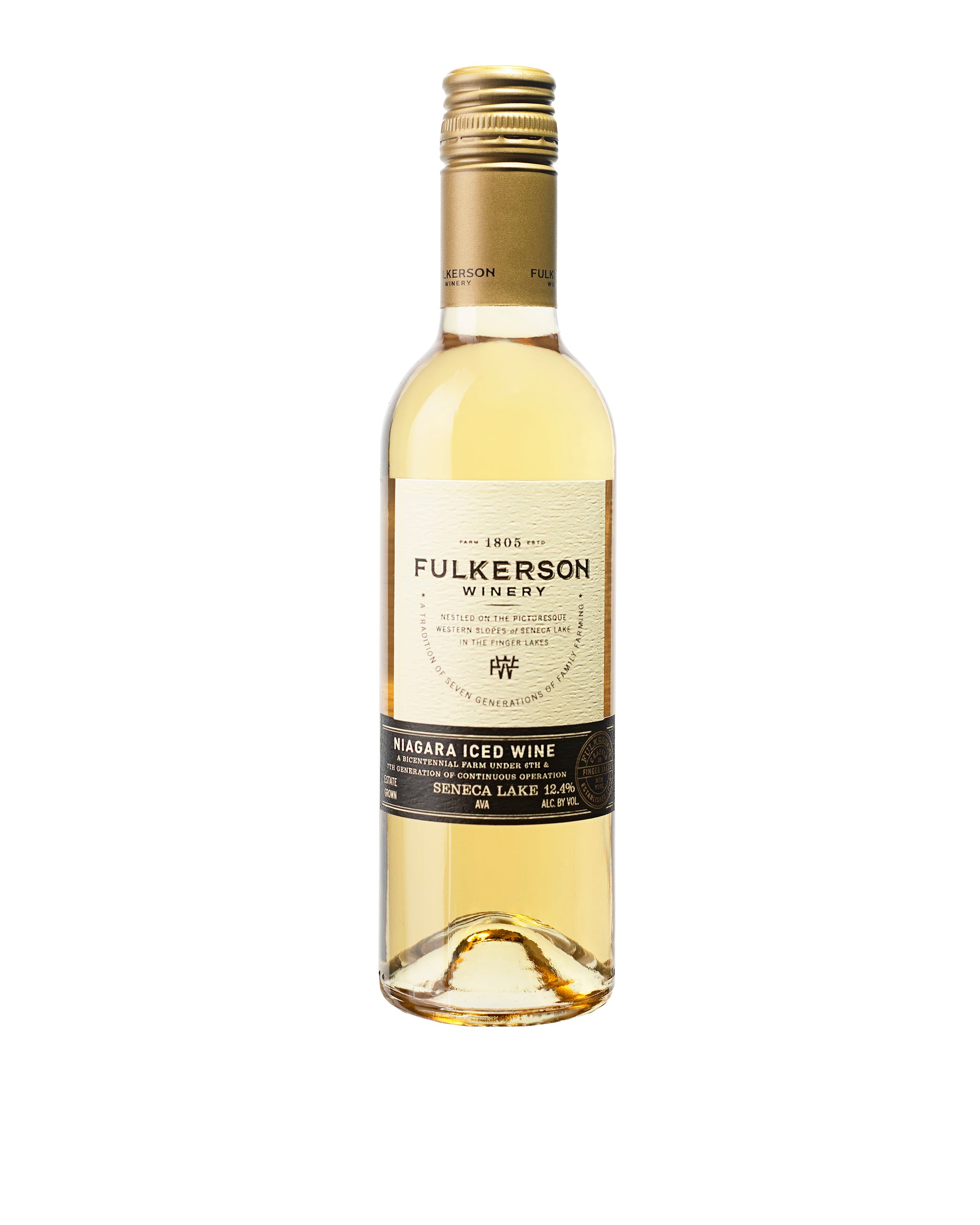 Fulkerson Winery bottle of Niagara Iced Wine on a white background