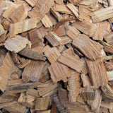 Close-up of wood chips with a brown color.