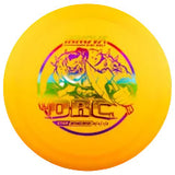 Yellow disc with a colorful logo on a transparent background