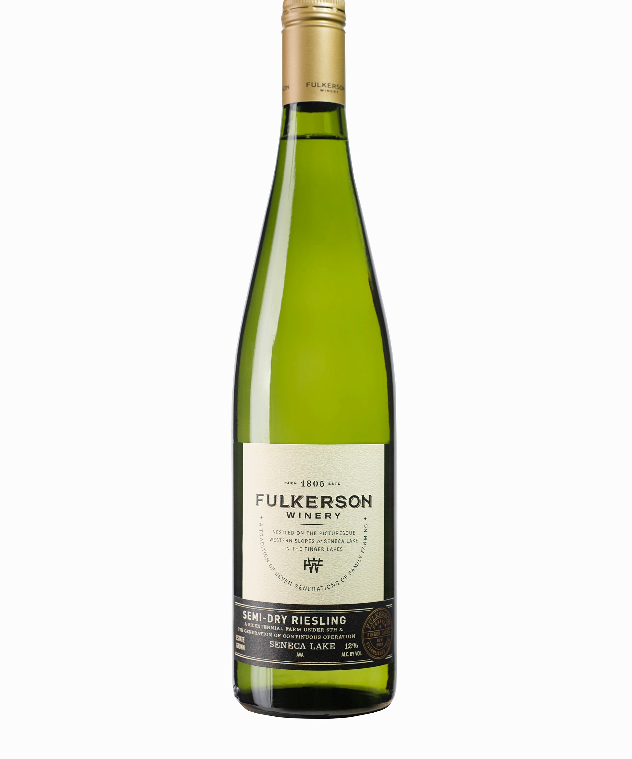 Fulkerson Winery wine bottle on a white background