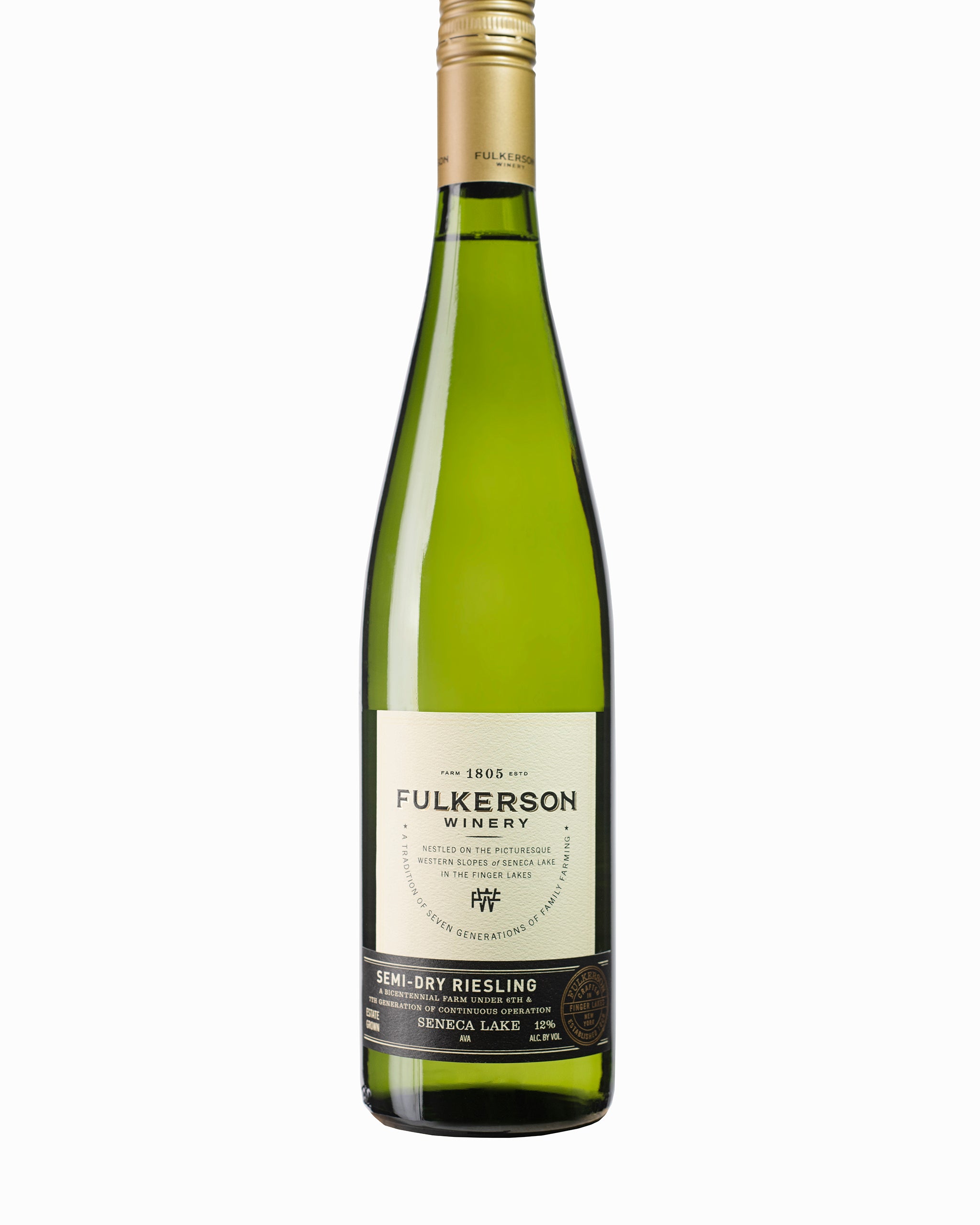 Fulkerson Winery wine bottle on a white background