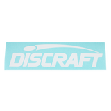 Discraft logo sticker on a light blue background