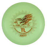 Green disc with an eagle logo and text on a transparent background