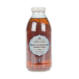 Bottle of Harney & Sons Organic Supreme Black Unsweetened tea on a white background