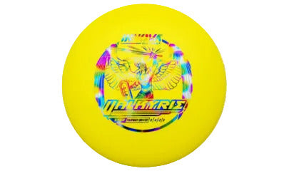 Yellow disc with colorful design on a transparent background