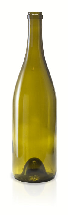 Green wine bottle on a white background