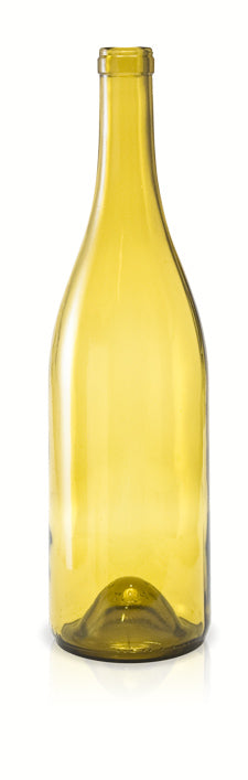 Yellow wine bottle on a white background