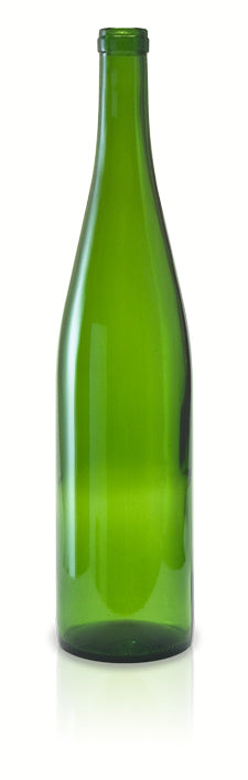 Green wine bottle on a white background