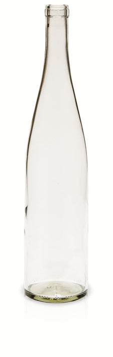 Clear glass bottle on a white background