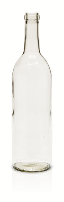 Clear glass bottle on a white background