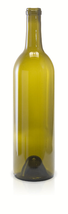 Green wine bottle on a white background
