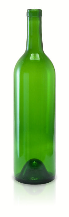 Green wine bottle on a white background