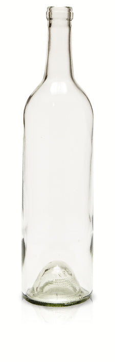 Clear glass bottle on a white background