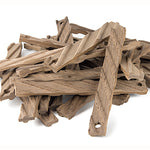 Stack of wooden sticks on a white background