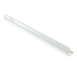 Silver cylindrical object on a white background