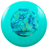 Turquoise disc with branding on a transparent background