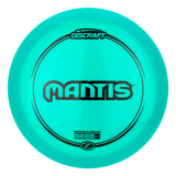 Turquoise Discraft Mantis disc golf disc on a white background